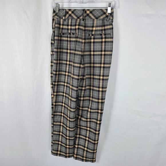 H&M Pants Women's 2 Tan Gray Plaid Ankle Tweed NWT - Picture 15 of 16